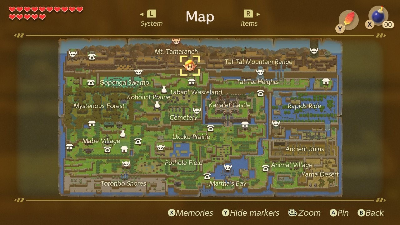 Zelda Link's Awakening Map Guide All Fast Travel and Dungeon
